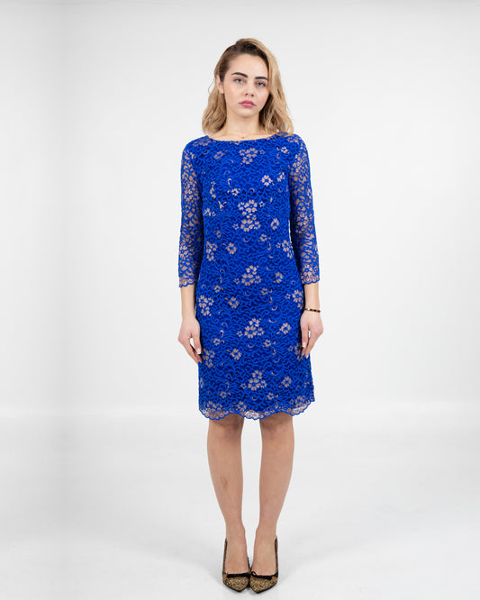 Elegant Royal Blue Lace Dress