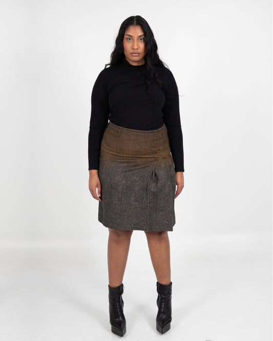 Dual-Tone Wool Skirt