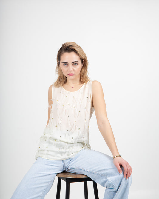 Feather Light Embellished Tank